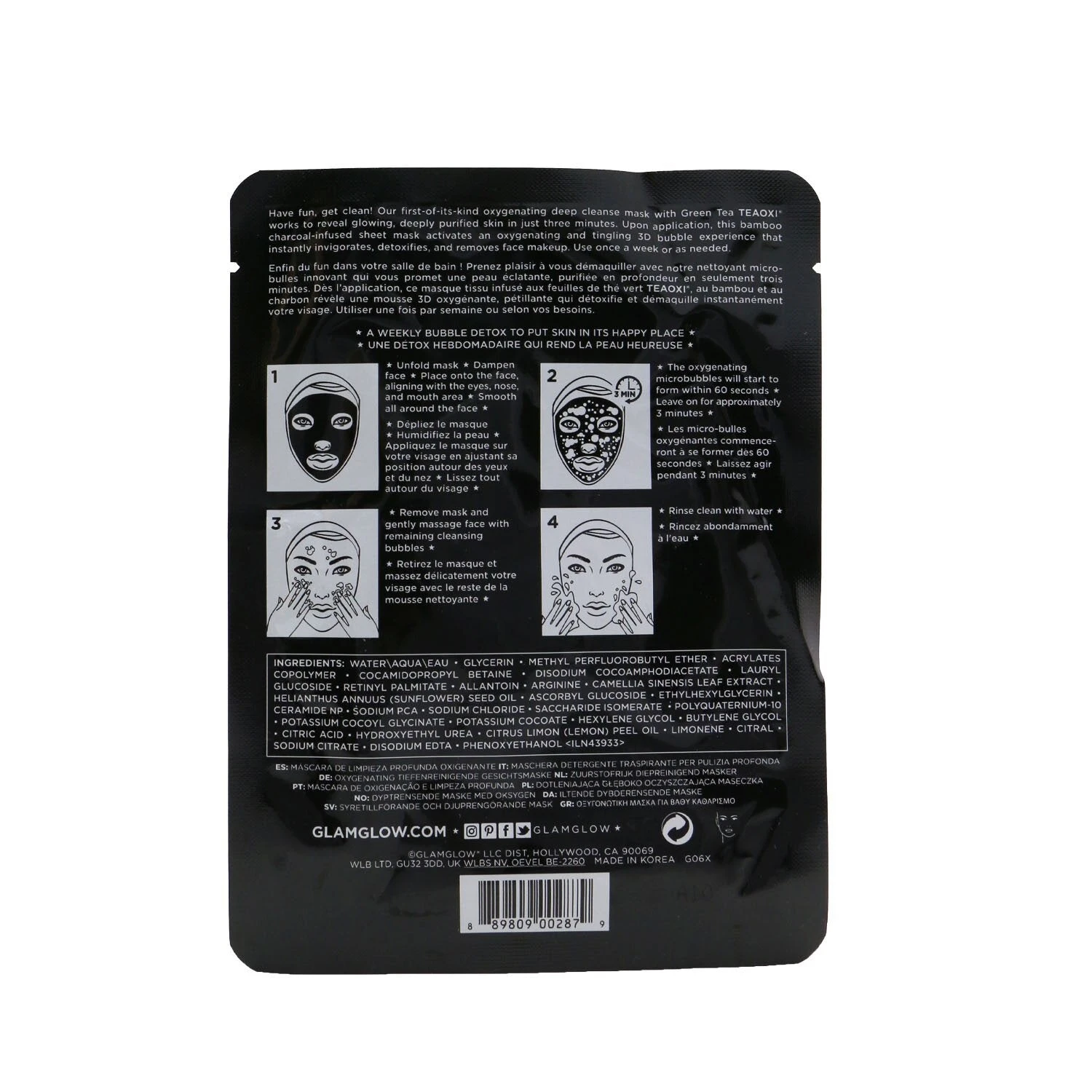 Glamglow Bubblesheet Oxygenating Deep Cleanse Mask 1sheet 3 Glamglow Bubblesheet Oxygenating Deep Cleanse Mask 1sheet - Image 3