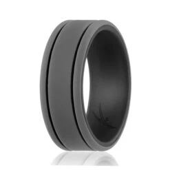 ROQ Silicone Ring - Duo Collection 2 Thin Lines - Black-Grey By ROQ For Men - 9 Mm Ring