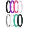 ROQ Silicone Wedding Stackble Lines Ring Set - MultiColor By ROQ For Women - 8 X 9 Mm Ring