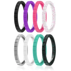 ROQ Silicone Wedding Stackble Lines Ring Set - MultiColor By ROQ For Women - 8 X 9 Mm Ring