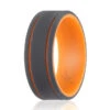 ROQ Silicone Wedding 2Layer Lines Ring - Orang-Grey By ROQ For Men - 13 Mm Ring