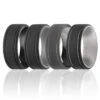 ROQ Silicone Wedding 2Layer Lines Ring Set - Silver-Camo By ROQ For Men - 4 X 15 Mm Ring